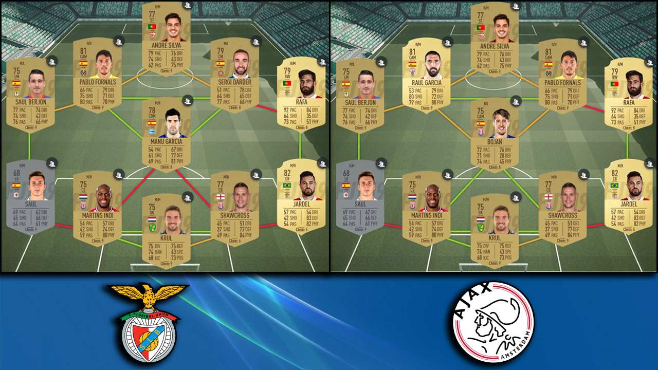 Ejemplo de equipos para completar el SBC del Ajax y Benfica